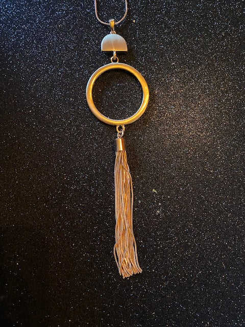 Long Circle Necklace with Tassel (Gold/Silver)