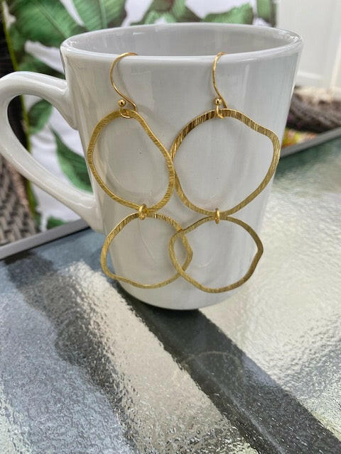 Double Circle Brushed Brass Dangles.