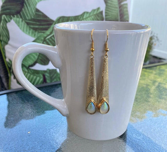 Iridescent Teardrop Dangles.