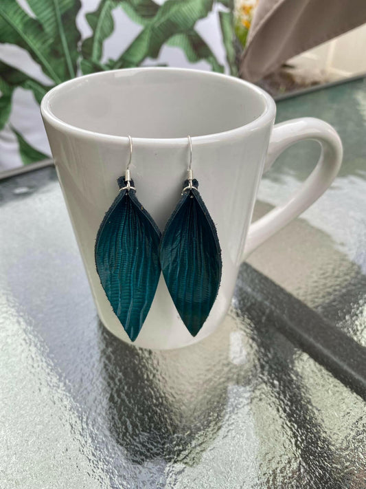 The Leather Leaf Earring - Turquoise.