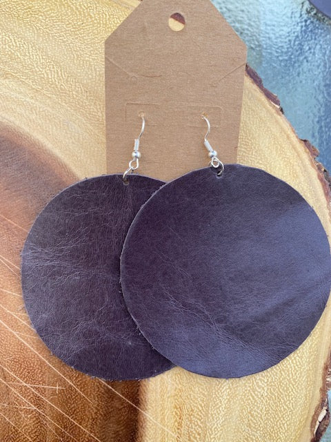Dark Plum Round Earrings - Silver Accent