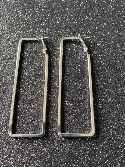 Long Rectangular Post Earrings (Silver and Gold)