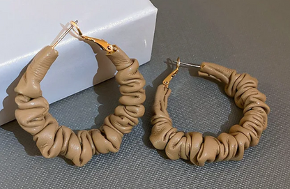 Scrunchie Leather Hoops