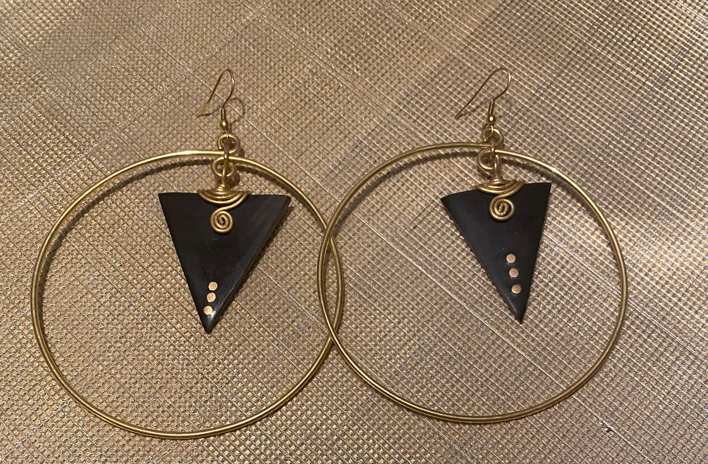 Tribal Brass Circles w/African Bone (Brown and Black)